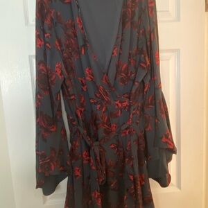 City Chic Red and Black Floral Dress